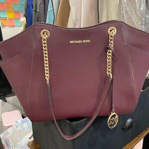 Michael Kors Plum Tote with Gold Accents